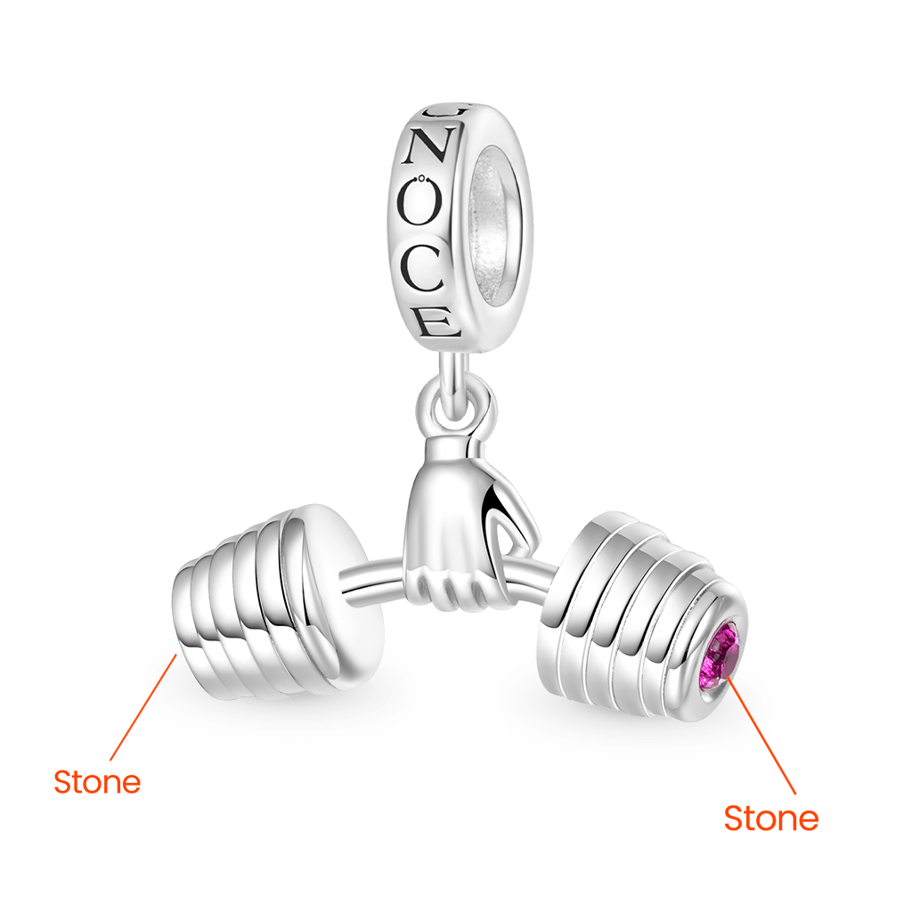 Gnoce Fitness Enthusiast Holding Dumbbell Charm Platinum-plated Silver Blend_3