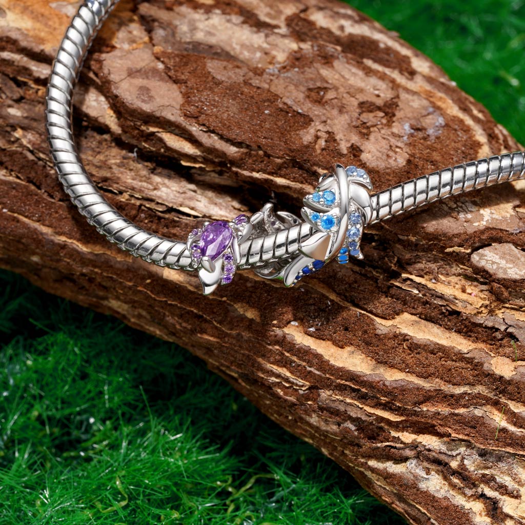 Gnoce Gradient Feather Inlaid Gemstones Charm Platinum-plated Silver Blend_5