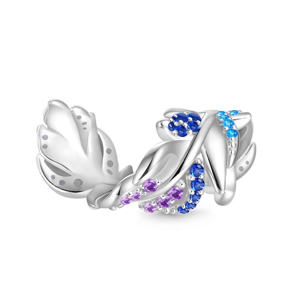 Gnoce Gradient Feather Inlaid Gemstones Charm Platinum-plated Silver Blend_3