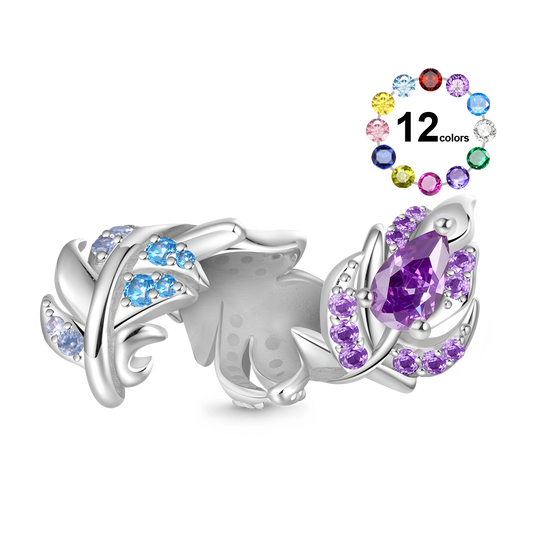 Gnoce Gradient Feather Inlaid Gemstones Charm Platinum-plated Silver Blend_1