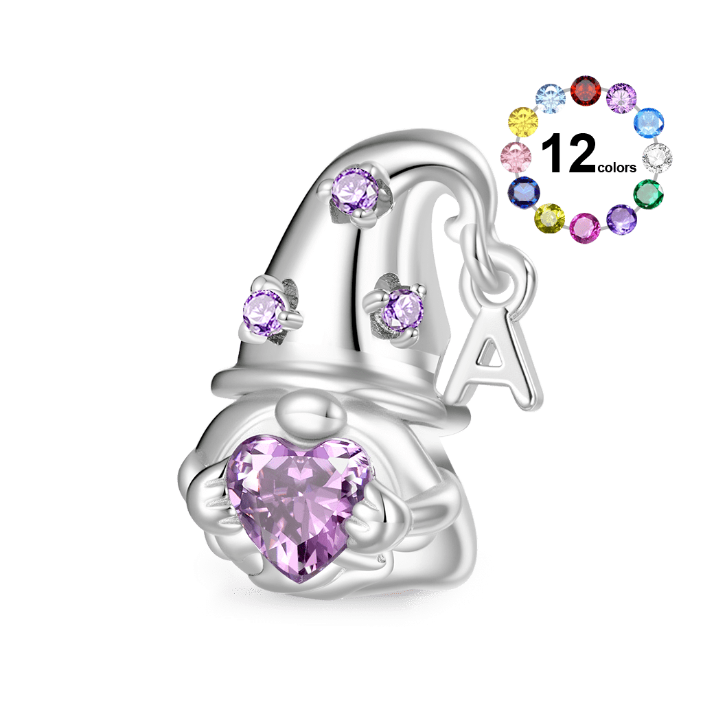 Gnoce Gnome Embraces Birthstone Heart Charm Platinum-plated Silver Blend_1