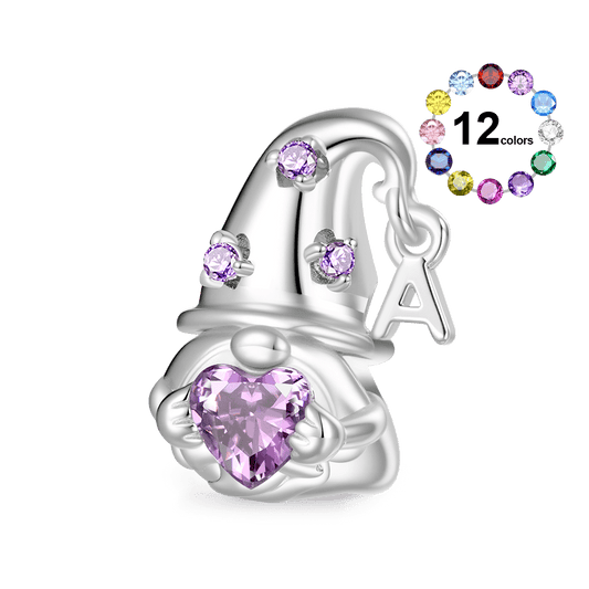 Gnoce Gnome Embraces Birthstone Heart Charm Platinum-plated Silver Blend_1