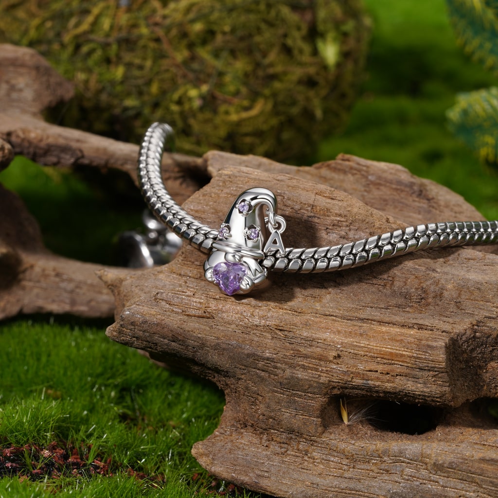 Gnoce Gnome Embraces Birthstone Heart Charm Platinum-plated Silver Blend_4
