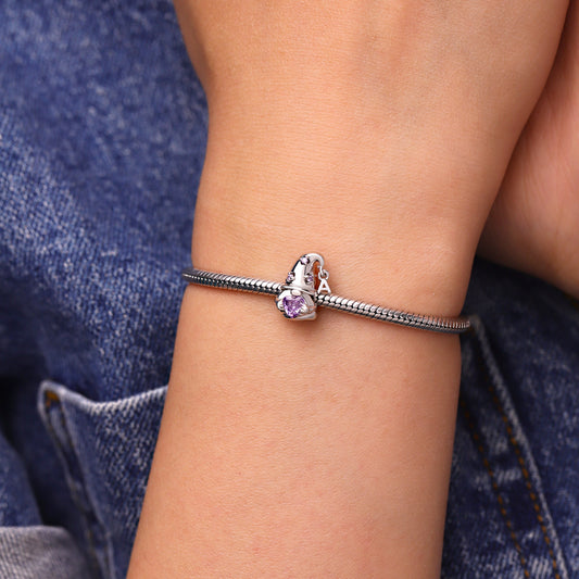 Gnoce Gnome Embraces Birthstone Heart Charm Platinum-plated Silver Blend_6
