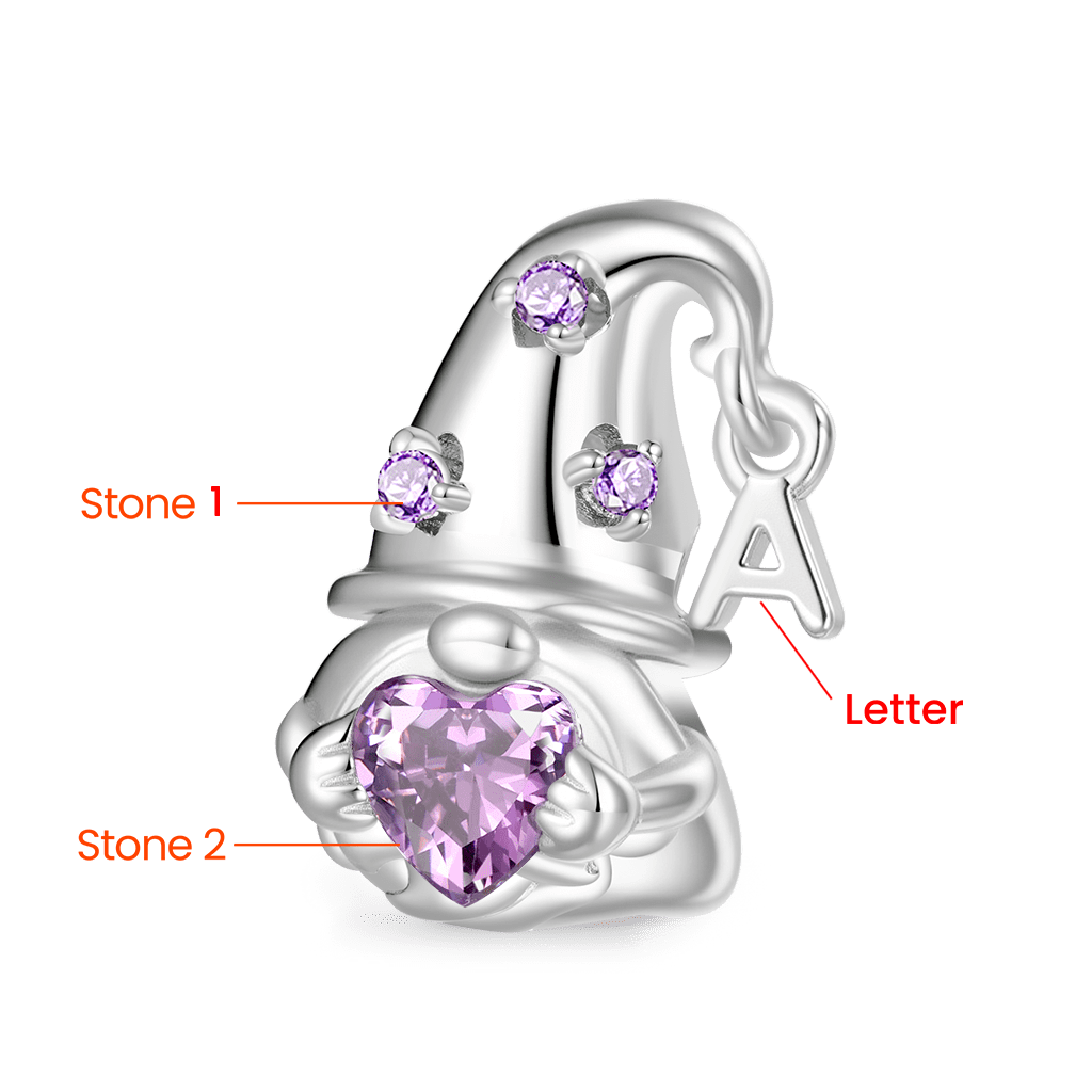 Gnoce Gnome Embraces Birthstone Heart Charm Platinum-plated Silver Blend_2