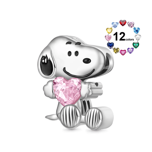 Gnoce Peanuts Snoopy Sitting Embraces Birthstone Charm_1
