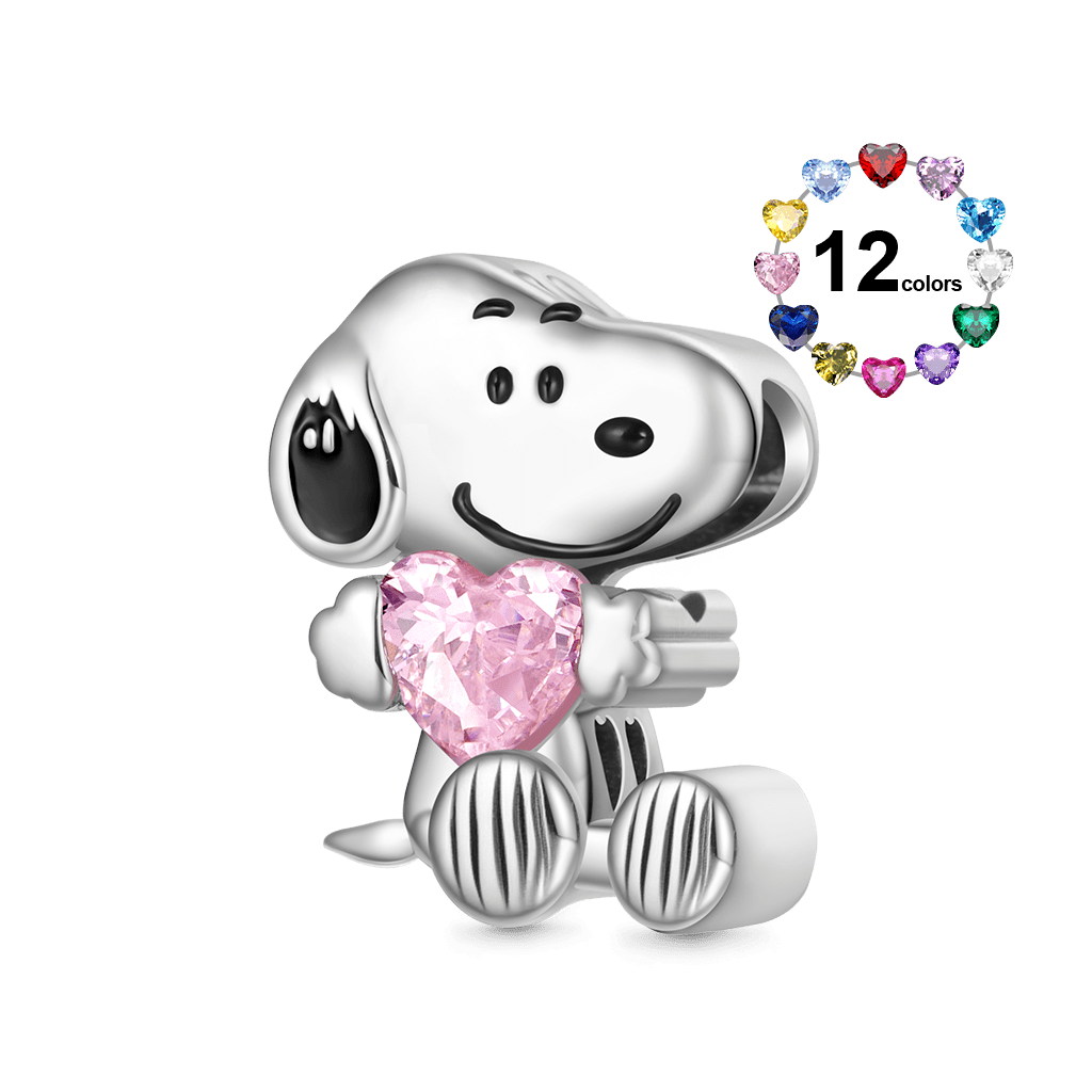 Gnoce Peanuts Snoopy Sitting Embraces Birthstone Charm_1