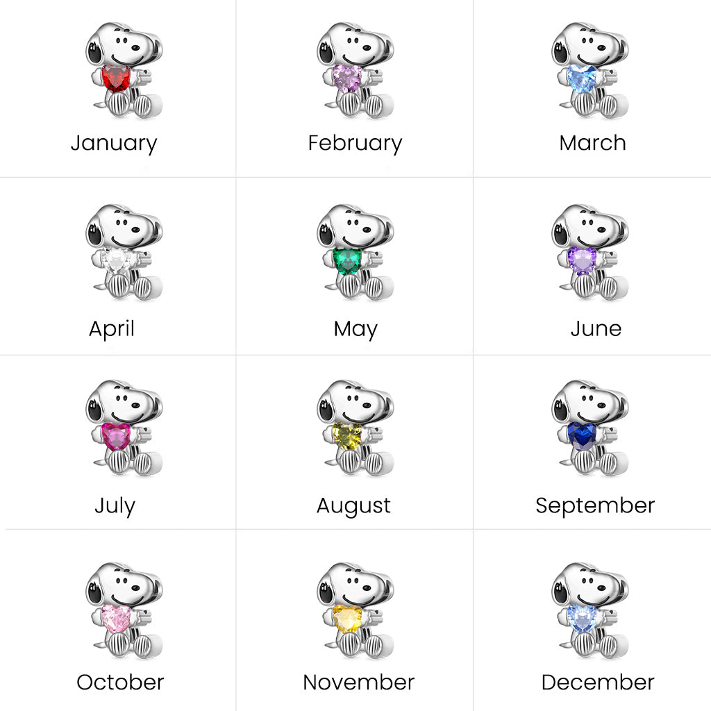 Gnoce Peanuts Snoopy Sitting Embraces Birthstone Charm_4