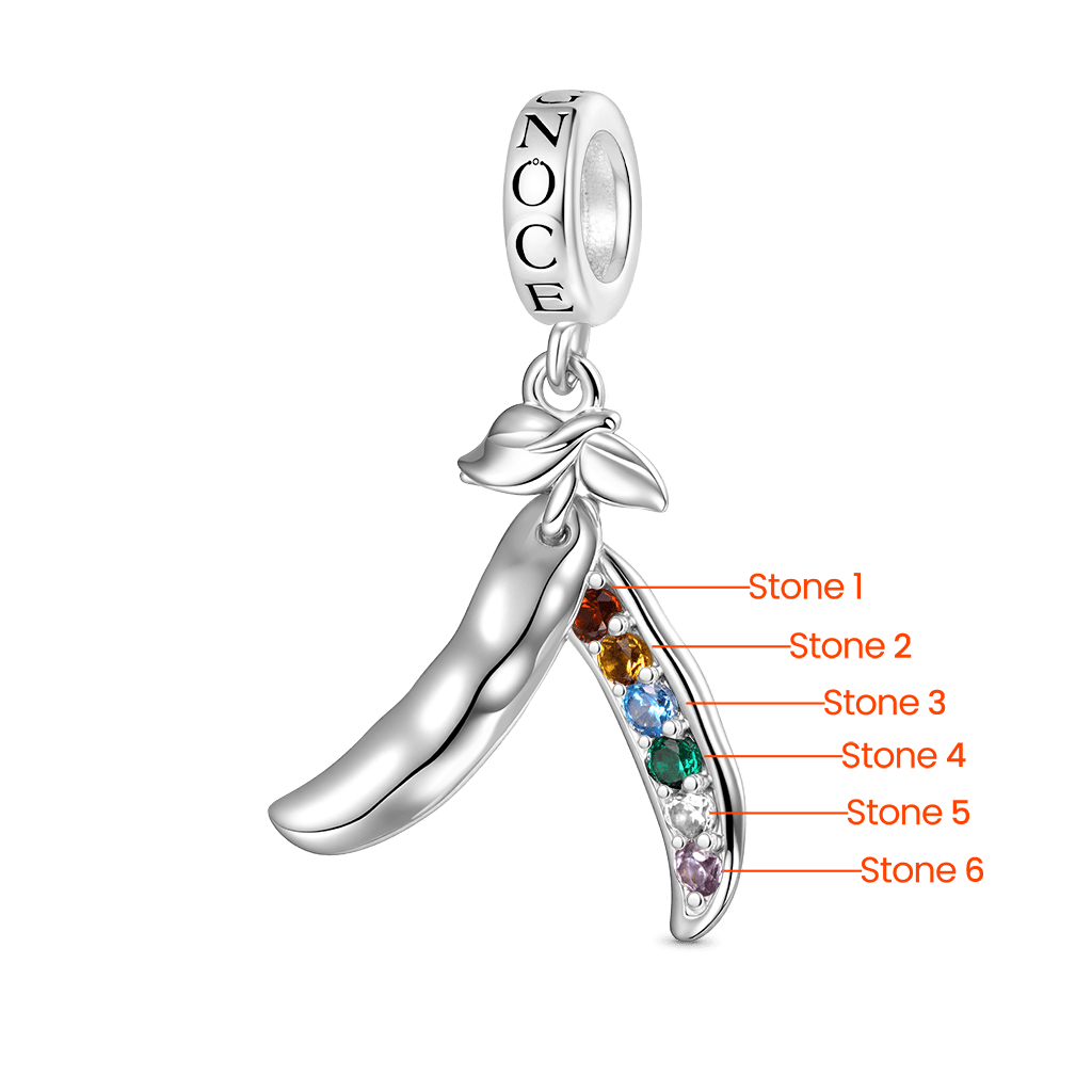 Gnoce Personalized Birthstone Six Peas in a Pod Pendant Dangle Charm_3