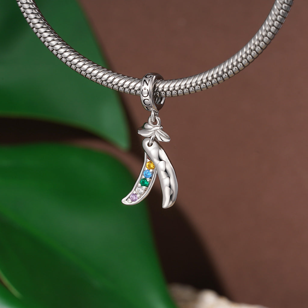 Gnoce Personalized Birthstone Six Peas in a Pod Pendant Dangle Charm_5