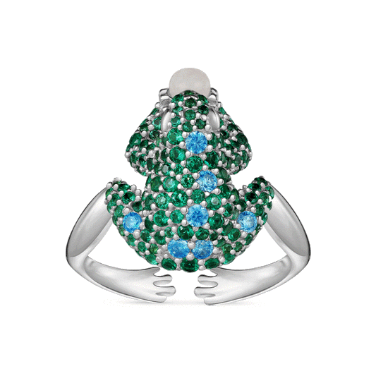 Gnoce Creative Frog Adjustable Open Ring Platinum-plated Silver Blend_1