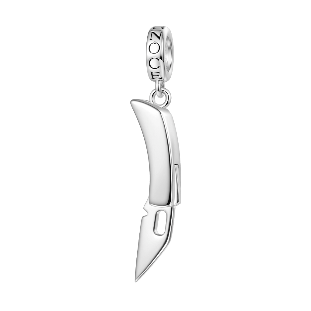 Gnoce Retractable Pocket Knife Engravable Charm Platinum-plated Silver Blend_4