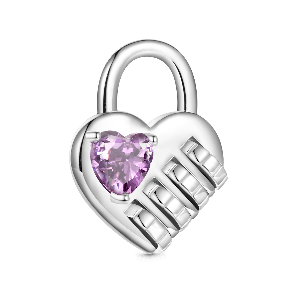 Gnoce Lock with a Love Code Charm Platinum-plated Silver Blend_2