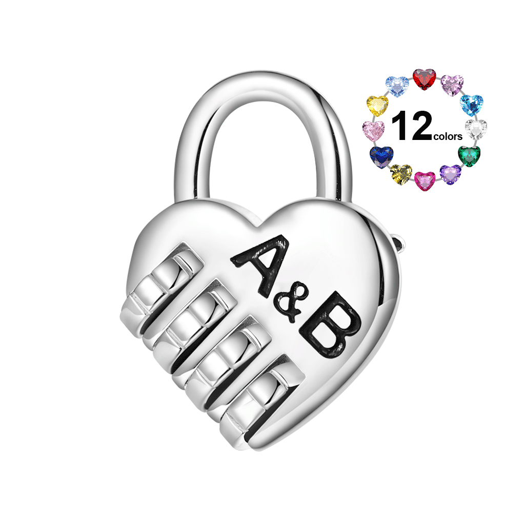 Gnoce Lock with a Love Code Charm Platinum-plated Silver Blend_1