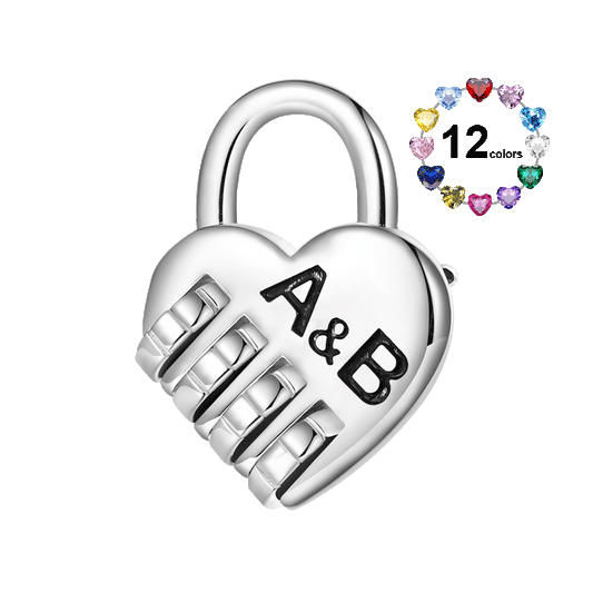 Gnoce Lock with a Love Code Charm Platinum-plated Silver Blend_1