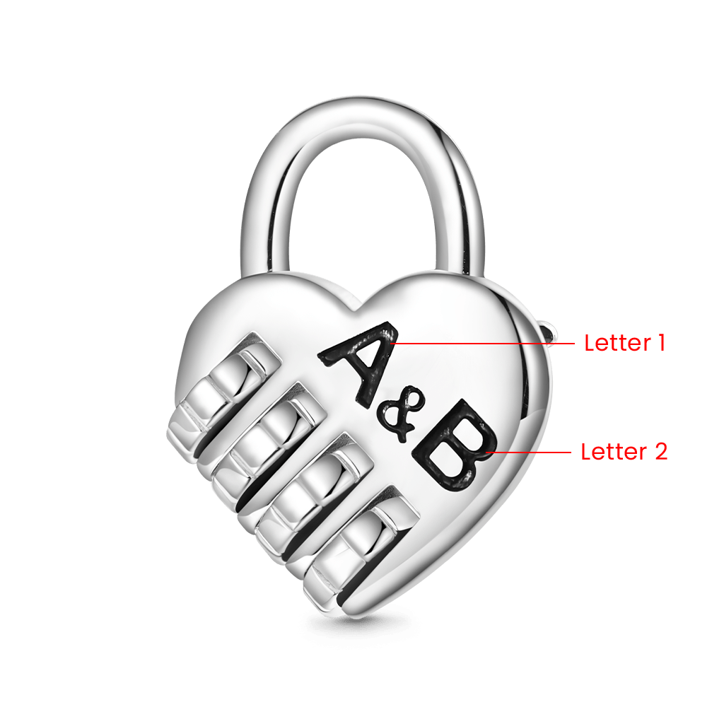 Gnoce Lock with a Love Code Charm Platinum-plated Silver Blend_3