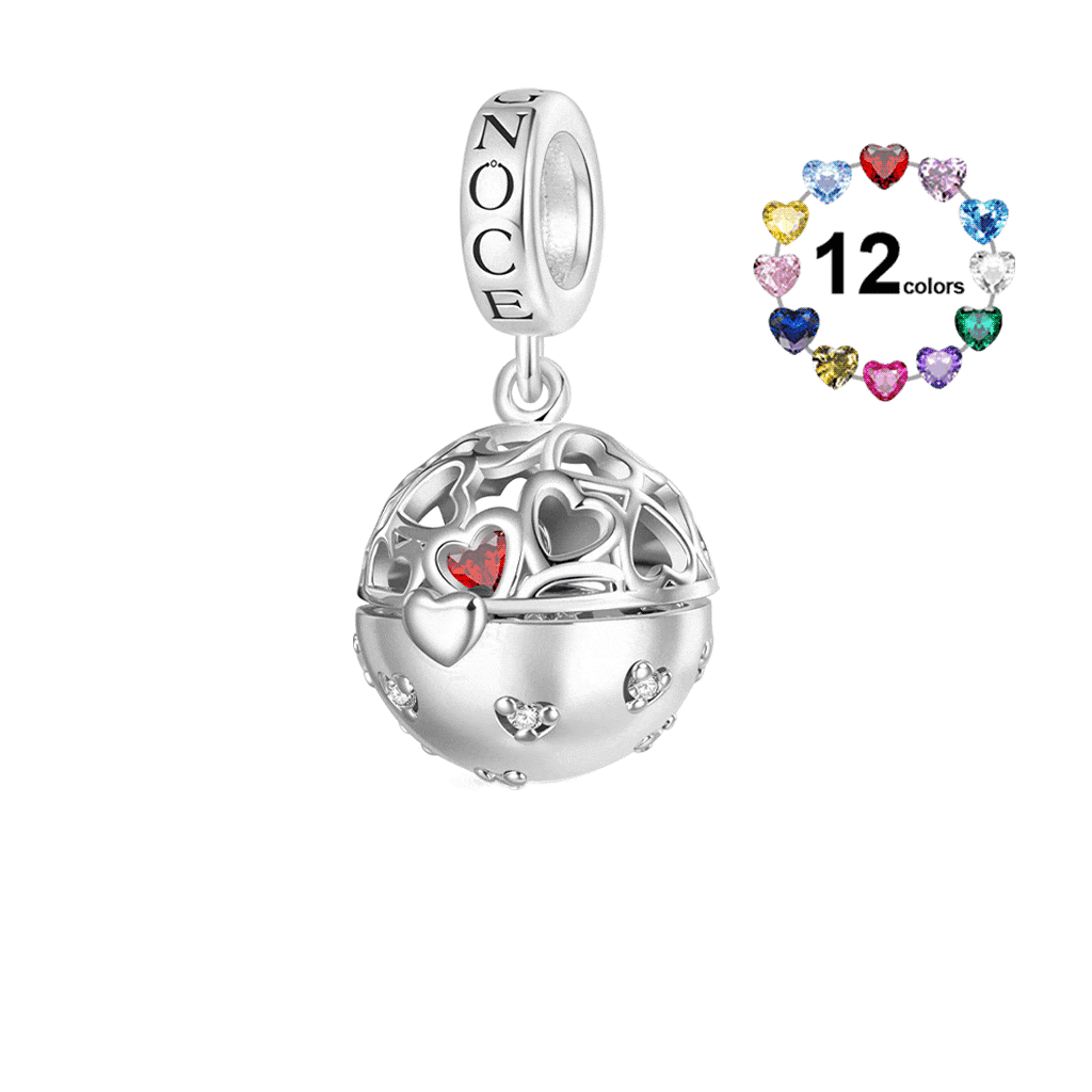 Gnoce Surprise Ball with Birthstone Ring Charm Platinum-plated Silver Blend_1