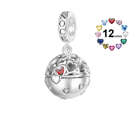 Gnoce Surprise Ball with Birthstone Ring Charm Platinum-plated Silver Blend_1