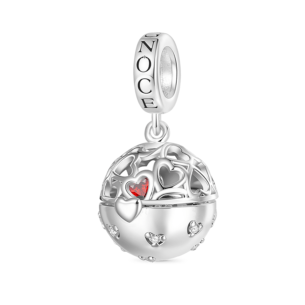 Gnoce Surprise Ball with Birthstone Ring Charm Platinum-plated Silver Blend_3