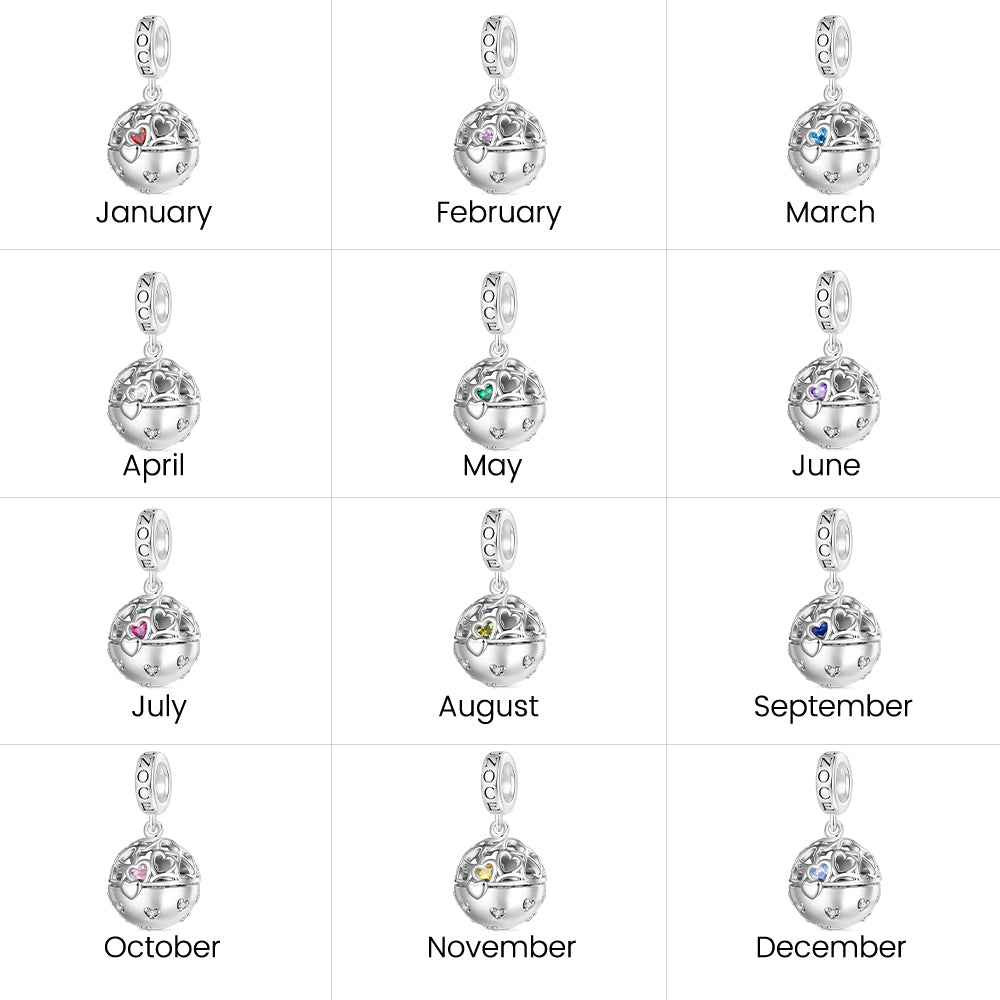 Gnoce Surprise Ball with Birthstone Ring Charm Platinum-plated Silver Blend_5
