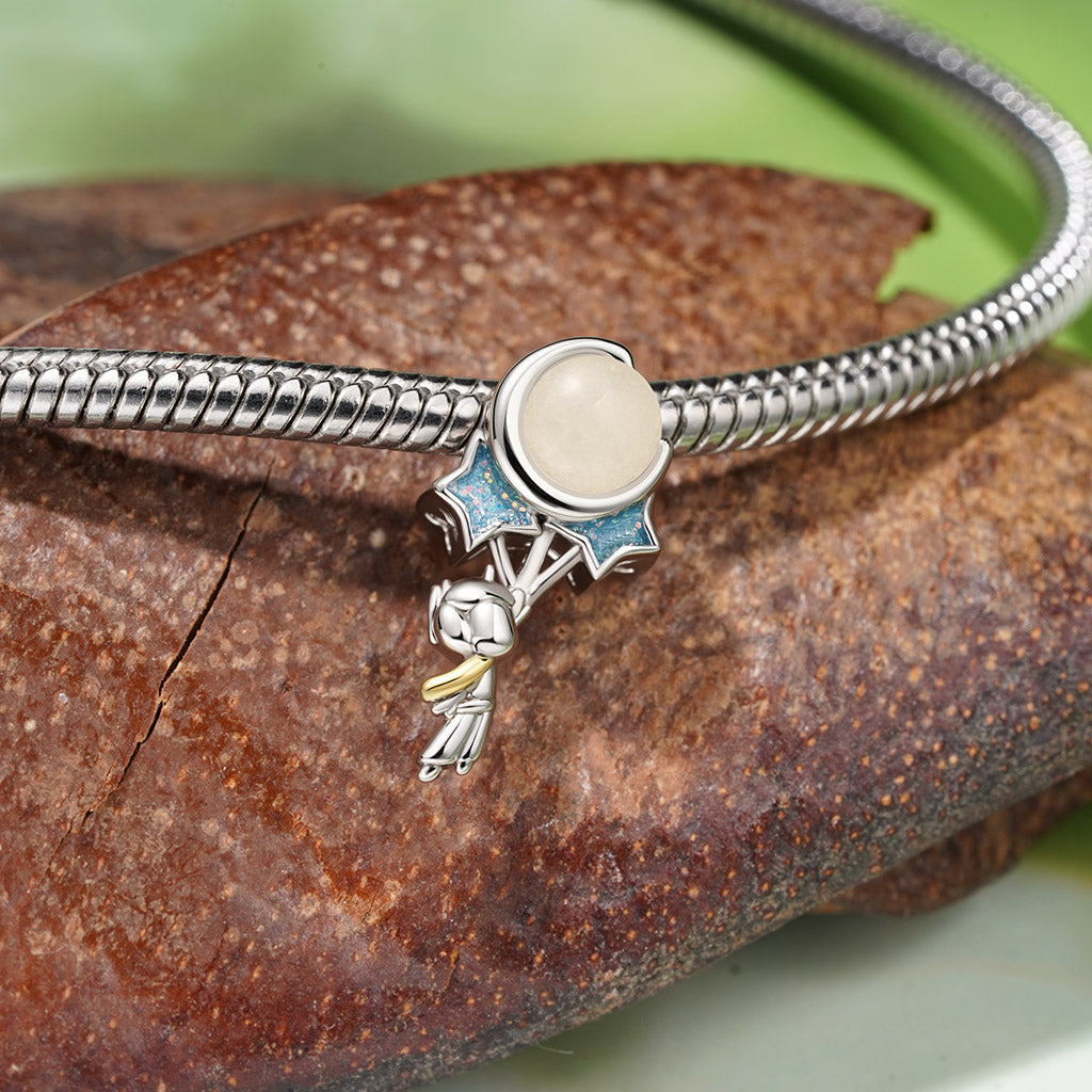 Gnoce Little Boy Glow-in-the-Dark Starry Sky Charm Platinum-plated Silver Blend_4