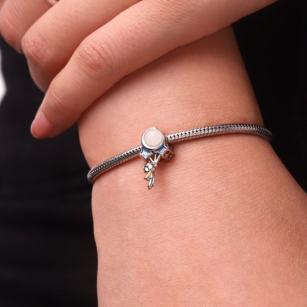 Gnoce Little Boy Glow-in-the-Dark Starry Sky Charm Platinum-plated Silver Blend_6