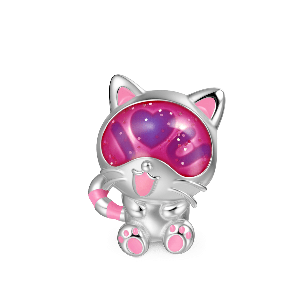 Gnoce Love U Cat Glow-in-the-Dark Charm Platinum-plated Silver Blend_2