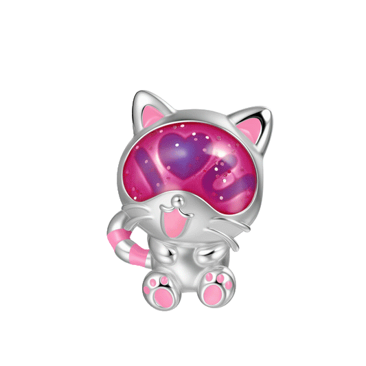 Gnoce Love U Cat Glow-in-the-Dark Charm Platinum-plated Silver Blend_1