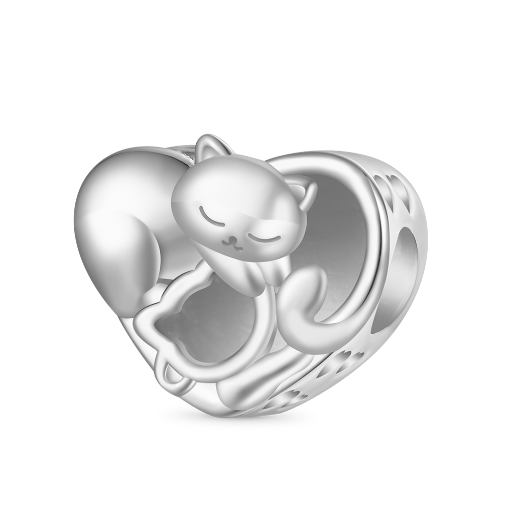 Gnoce Cat Love Photo Charm Platinum-plated Silver Blend_2