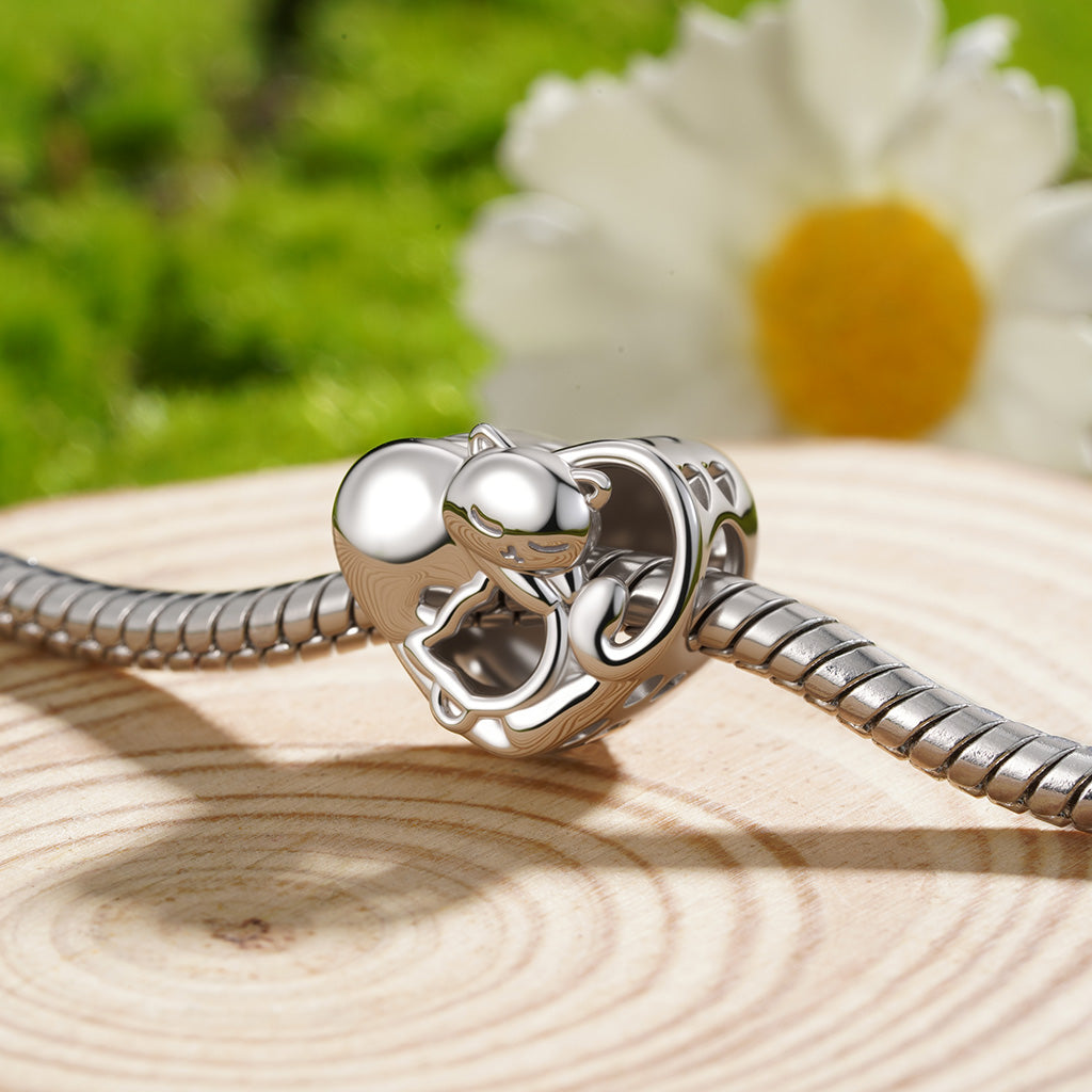 Gnoce Cat Love Photo Charm Platinum-plated Silver Blend_5