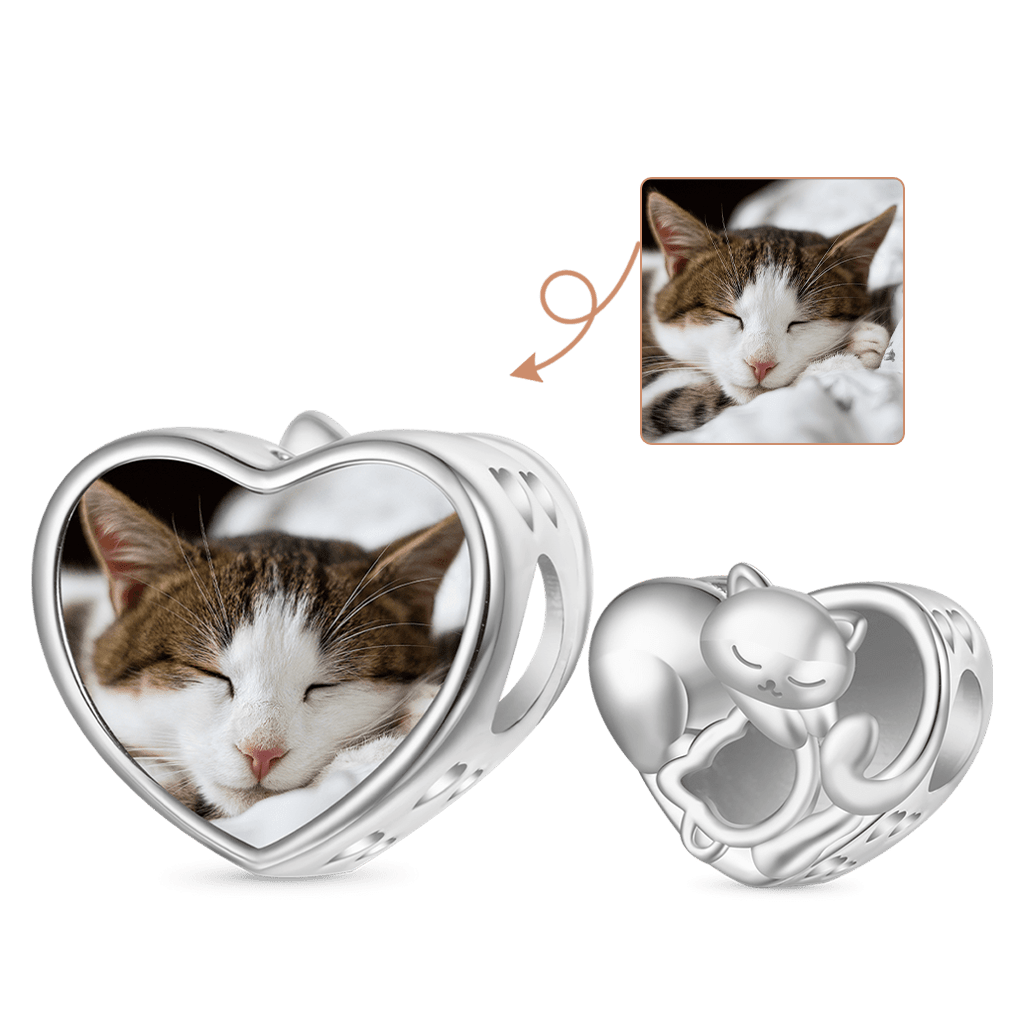 Gnoce Cat Love Photo Charm Platinum-plated Silver Blend_1