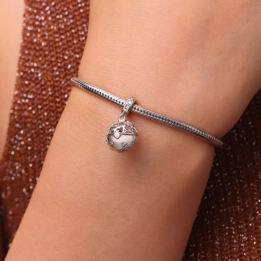 Gnoce Surprise Ball with Birthstone Ring Charm Platinum-plated Silver Blend_8
