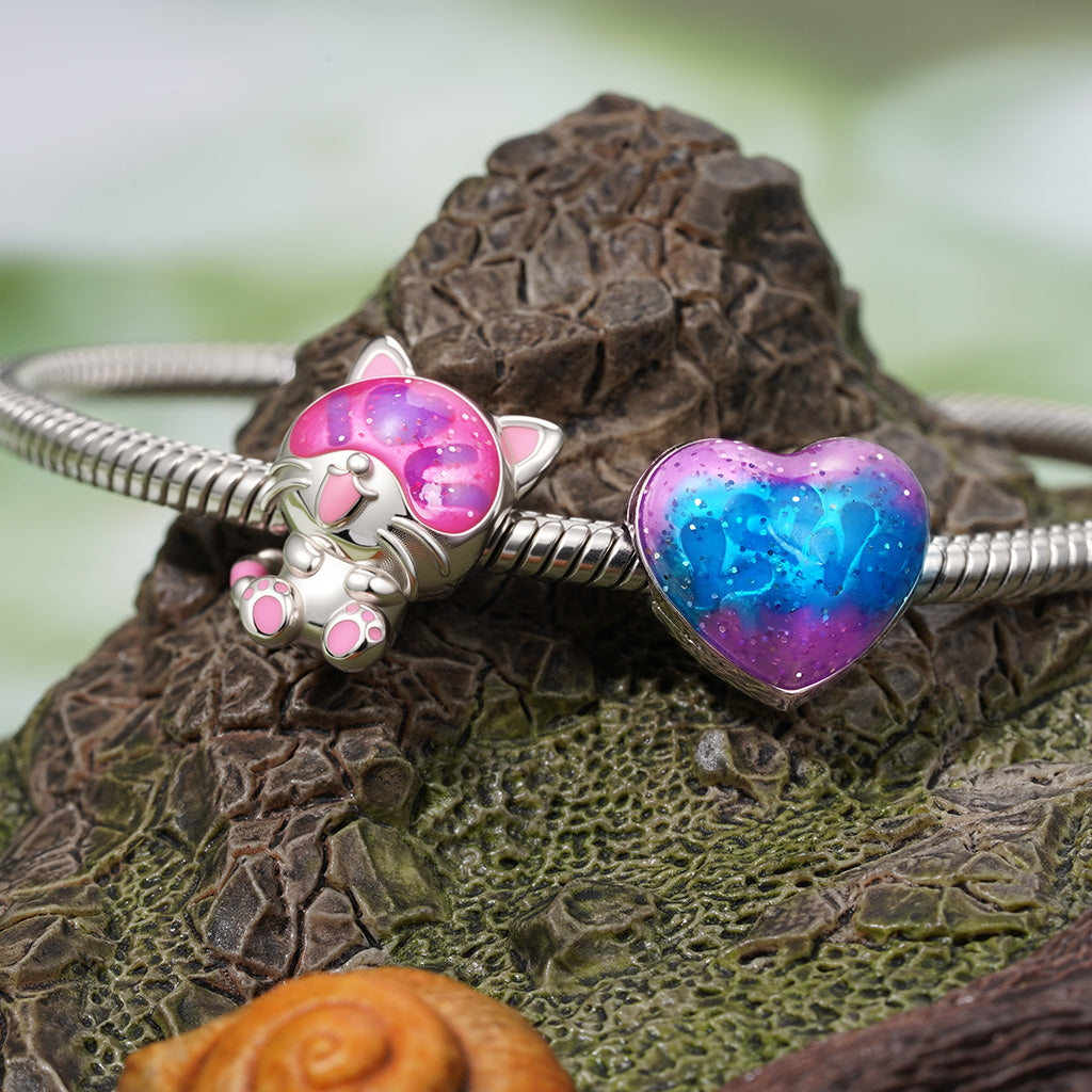 Gnoce Love U Cat Glow-in-the-Dark Charm Platinum-plated Silver Blend_4