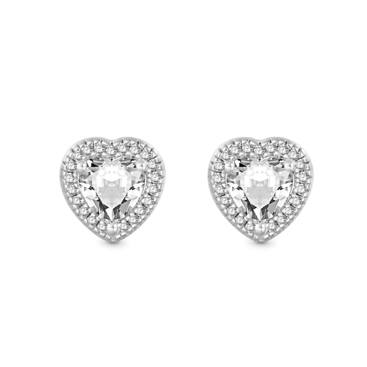 Gnoce Brilliant Heart Diamond Halo Stud Earrings_1