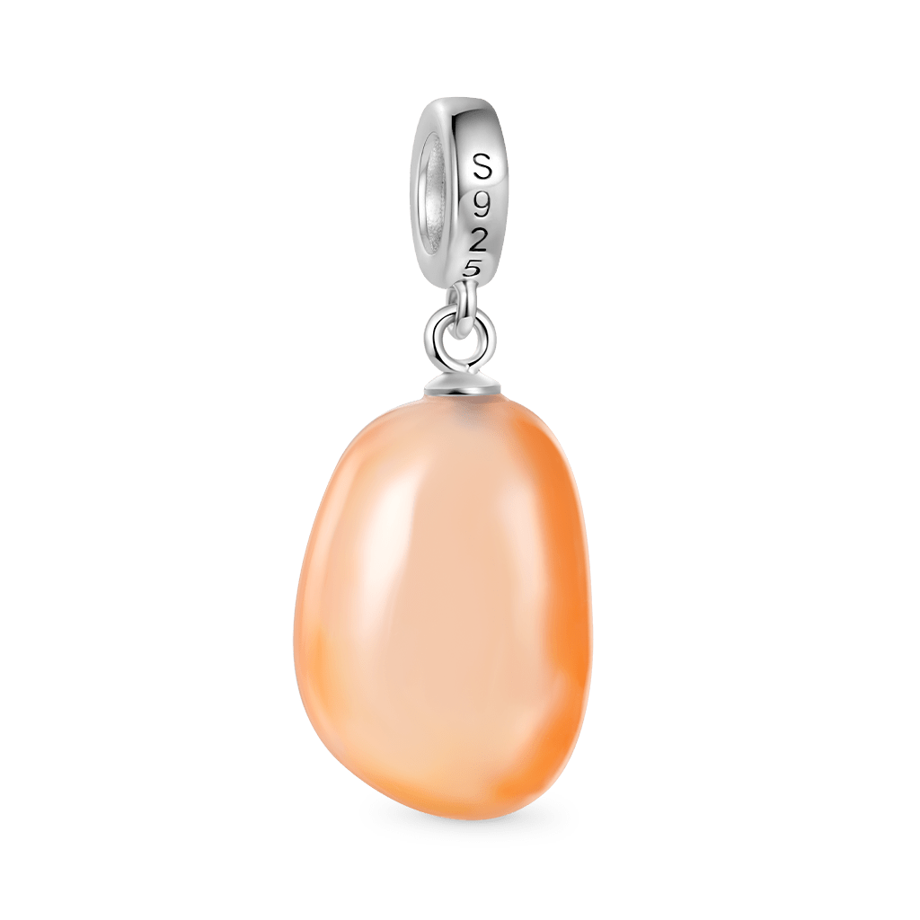 Gnoce Orange Rain Flower Stone Charm Platinum-plated Silver Blend_2