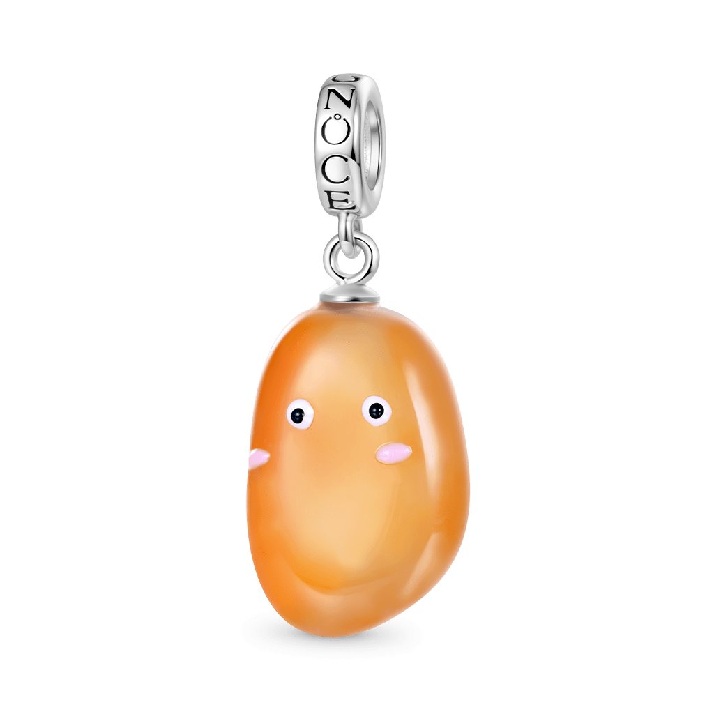 Gnoce Orange Rain Flower Stone Charm Platinum-plated Silver Blend_1