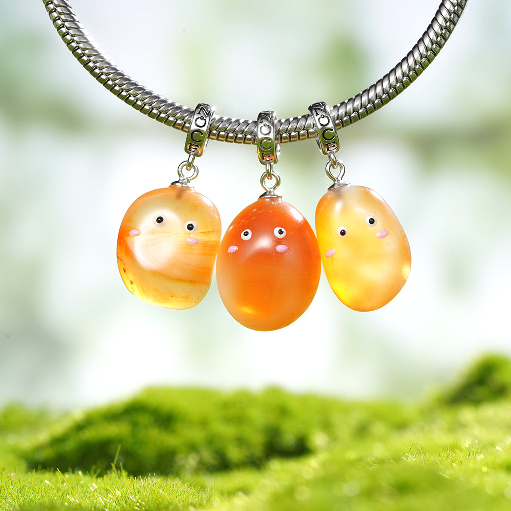 Gnoce Orange Rain Flower Stone Charm Platinum-plated Silver Blend_3