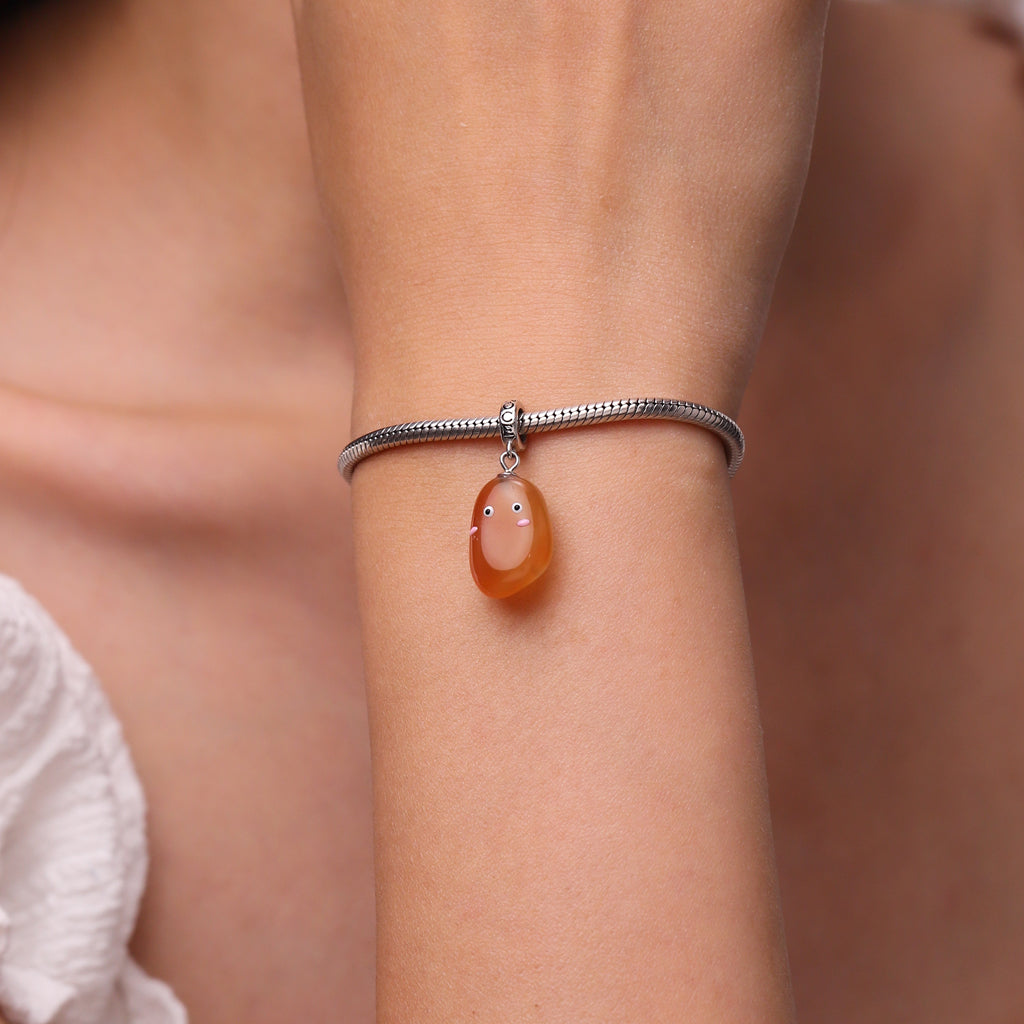 Gnoce Orange Rain Flower Stone Charm Platinum-plated Silver Blend_6