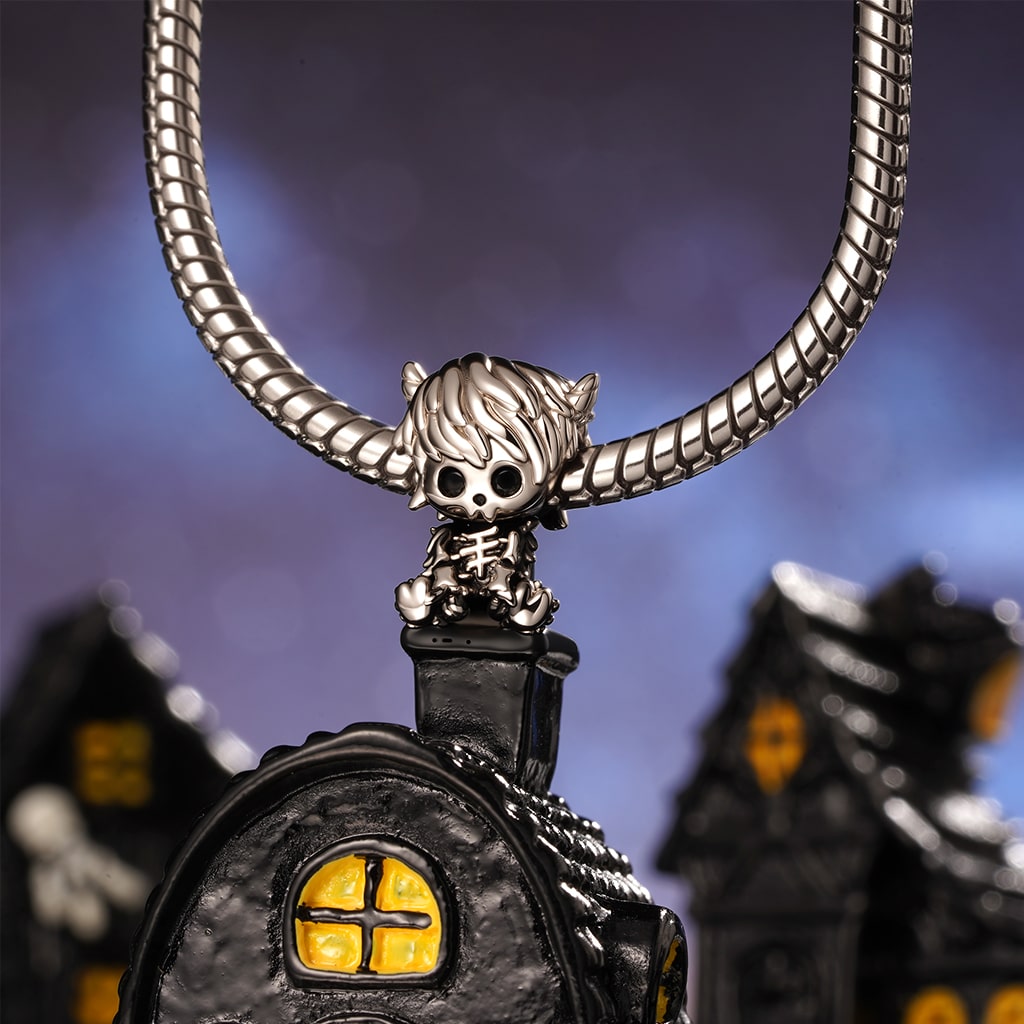 Gnoce Skull Highland Cow Charm Platinum-plated Silver Blend_3