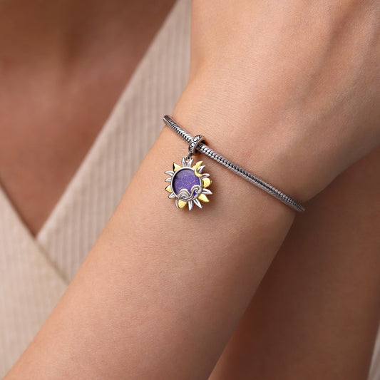 Gnoce Starry Night Sunflower Glow-in-the-Dark Charm Platinum-plated Silver Blend_7