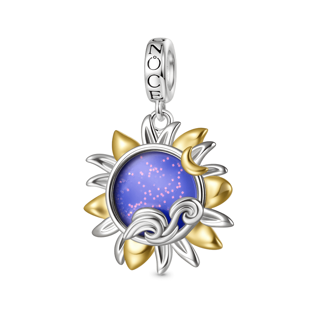 Gnoce Starry Night Sunflower Glow-in-the-Dark Charm Platinum-plated Silver Blend_2