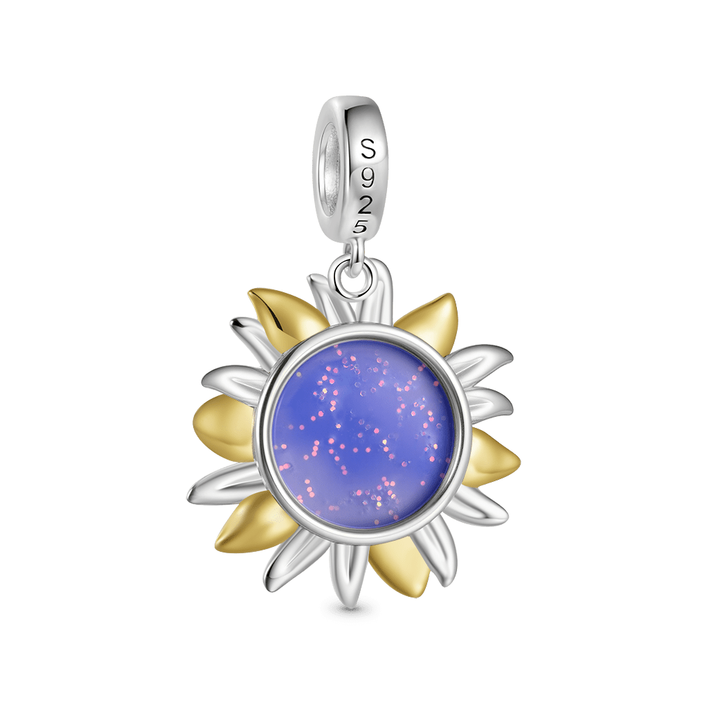 Gnoce Starry Night Sunflower Glow-in-the-Dark Charm Platinum-plated Silver Blend_3