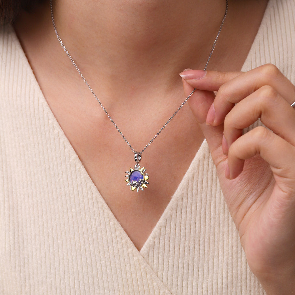 Gnoce Starry Night Sunflower Glow-in-the-Dark Charm Platinum-plated Silver Blend_6