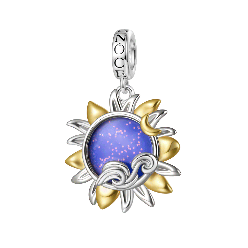 Gnoce Starry Night Sunflower Glow-in-the-Dark Charm Platinum-plated Silver Blend_1