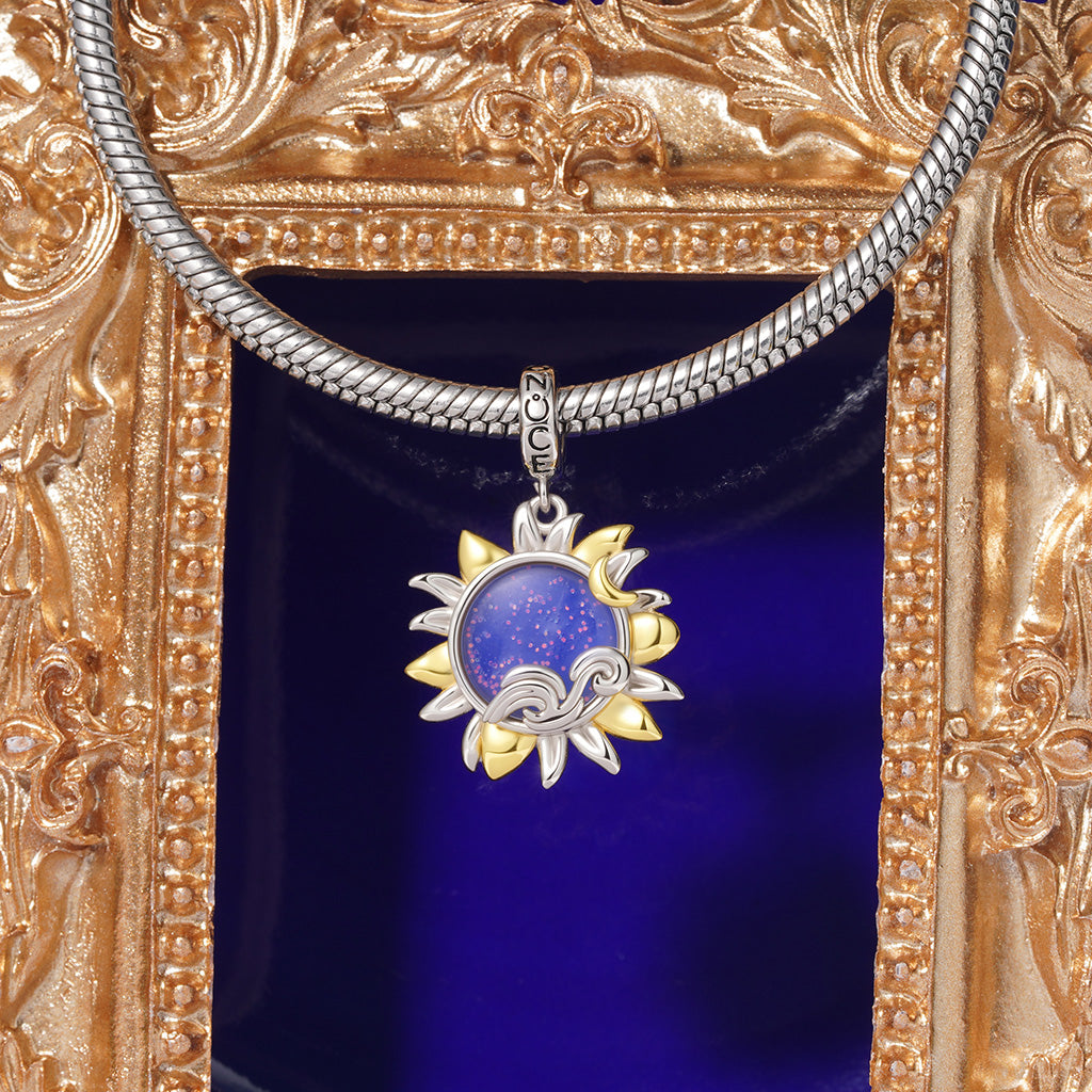 Gnoce Starry Night Sunflower Glow-in-the-Dark Charm Platinum-plated Silver Blend_4