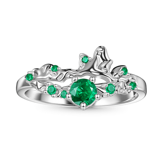 Gnoce Elegant Moss Green Diamond Ring Platinum-plated Silver Blend_1