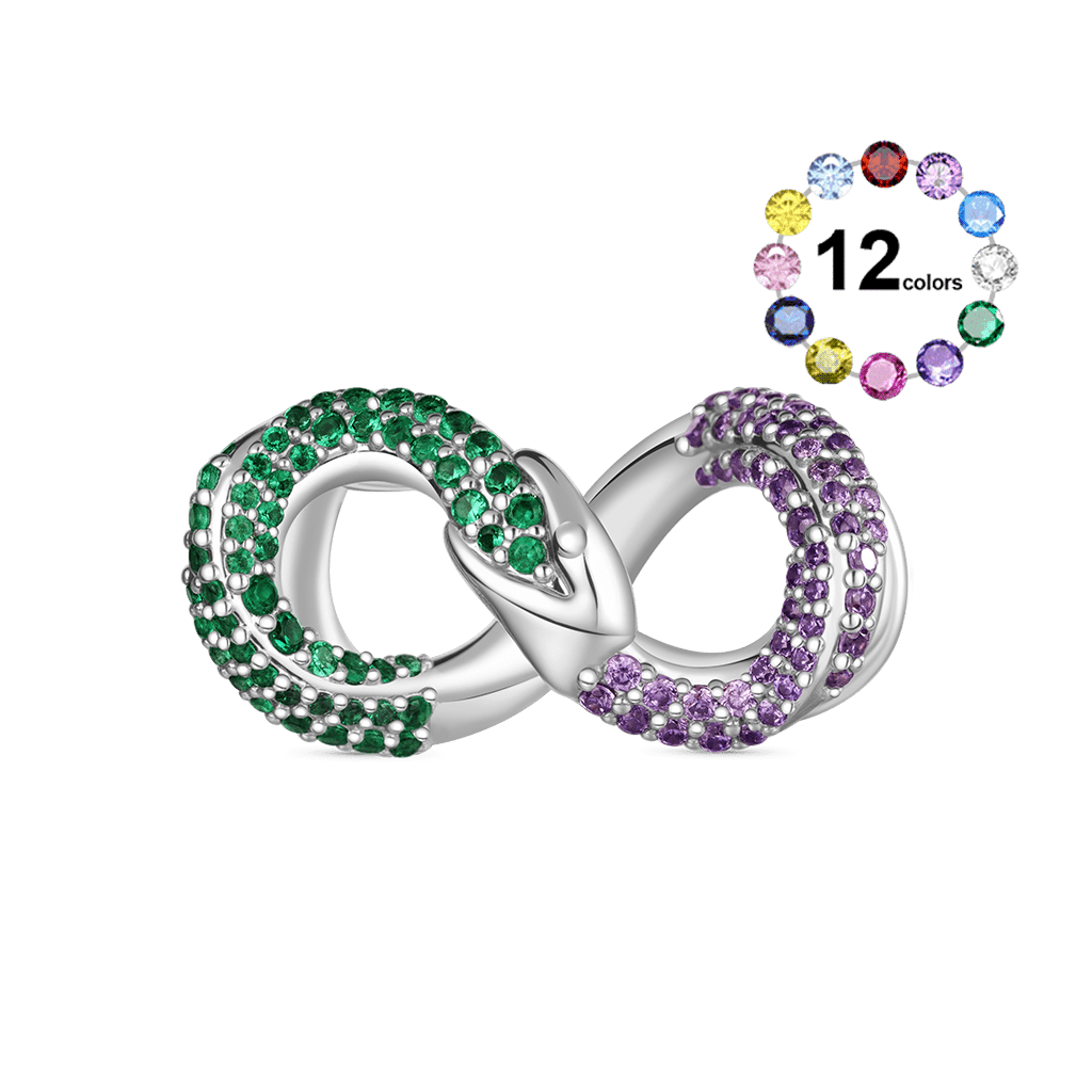 Gnoce Ouroboros Inlaid Zircon Birthstone Charm_1