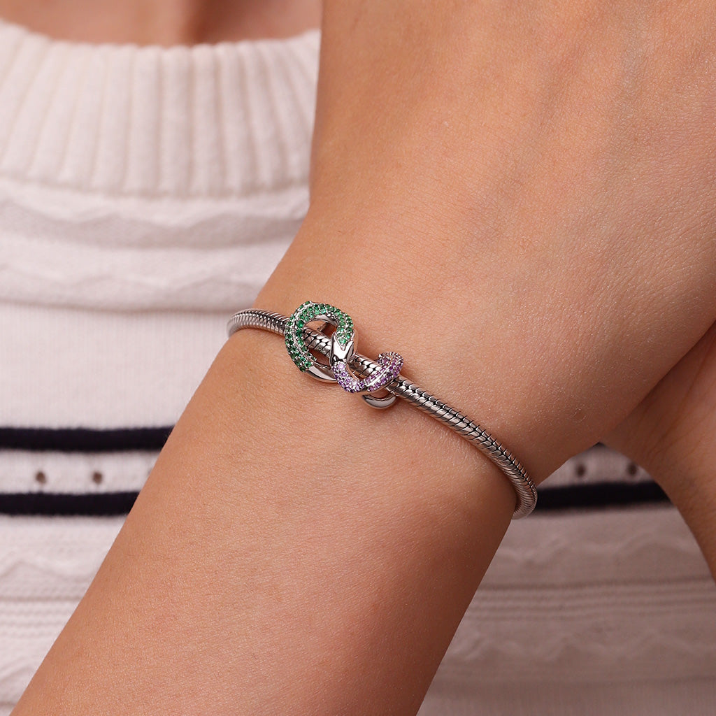 Gnoce Ouroboros Inlaid Zircon Birthstone Charm_7