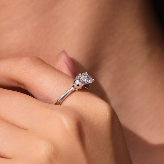 Gnoce Puppy Embraces Moissanite Ring Platinum-plated Silver Blend_9