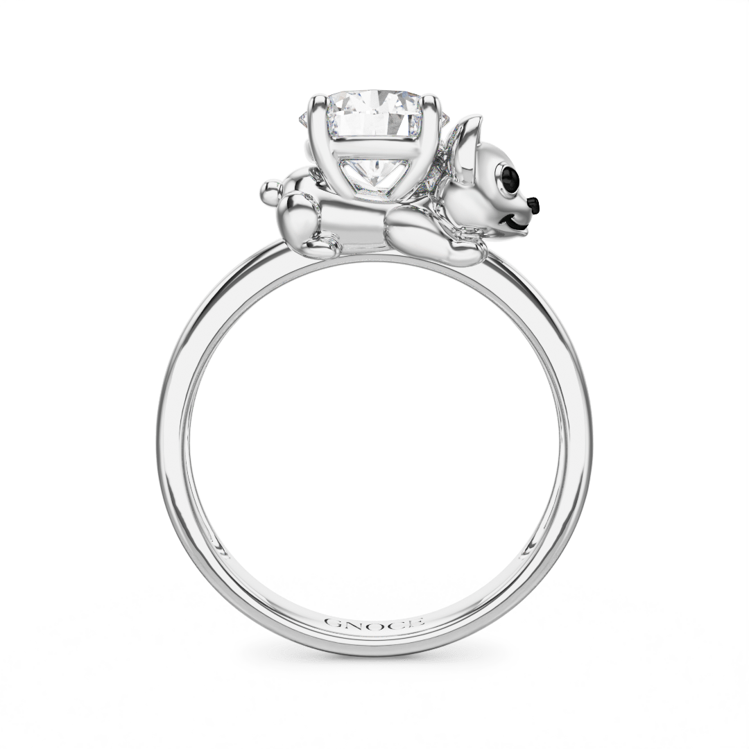 Gnoce Puppy Embraces Moissanite Ring Platinum-plated Silver Blend_4